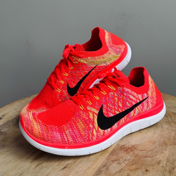 Nike Free 4.0 Flyknit Mens Size 11 Bright Crimson/Hot Lava/Volt/Black 2014 Shoes - Picture 2 of 13